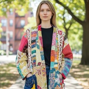 Breakfast With Matisse Colorful Patchwork Jacket NWOT